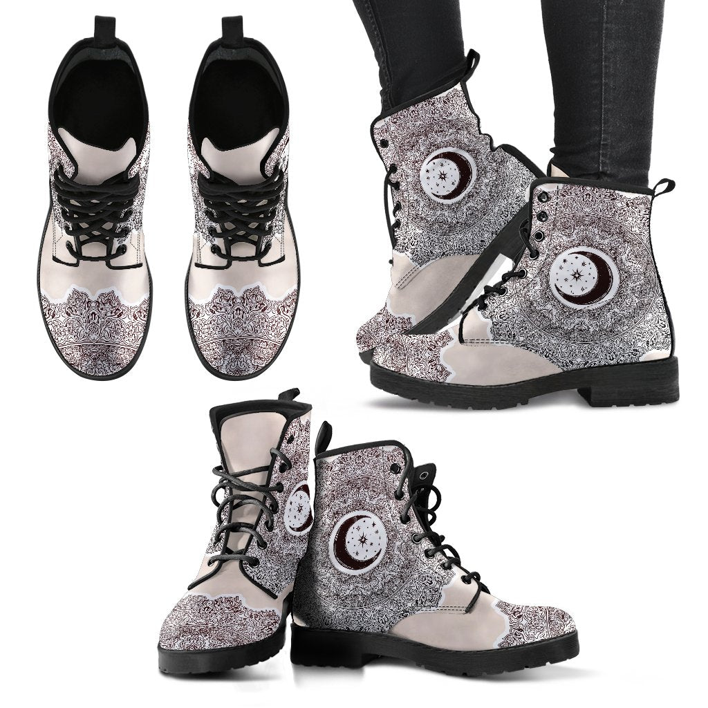 Moon and Star Women's Leather Boots-grizzshop