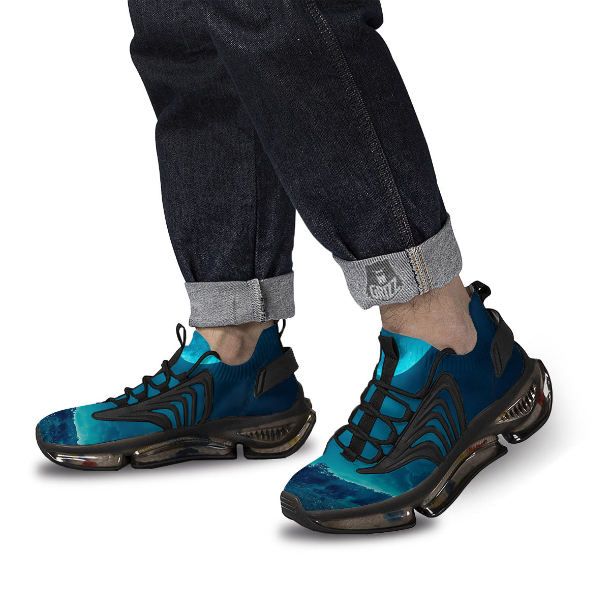 Moonlight And Night Forest Print Black Gym Shoes-grizzshop