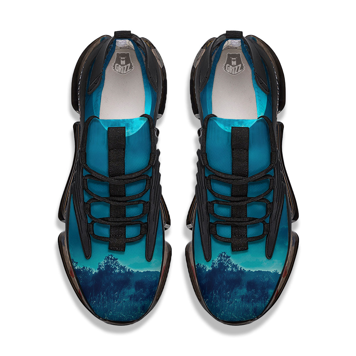 Moonlight And Night Forest Print Black Gym Shoes-grizzshop