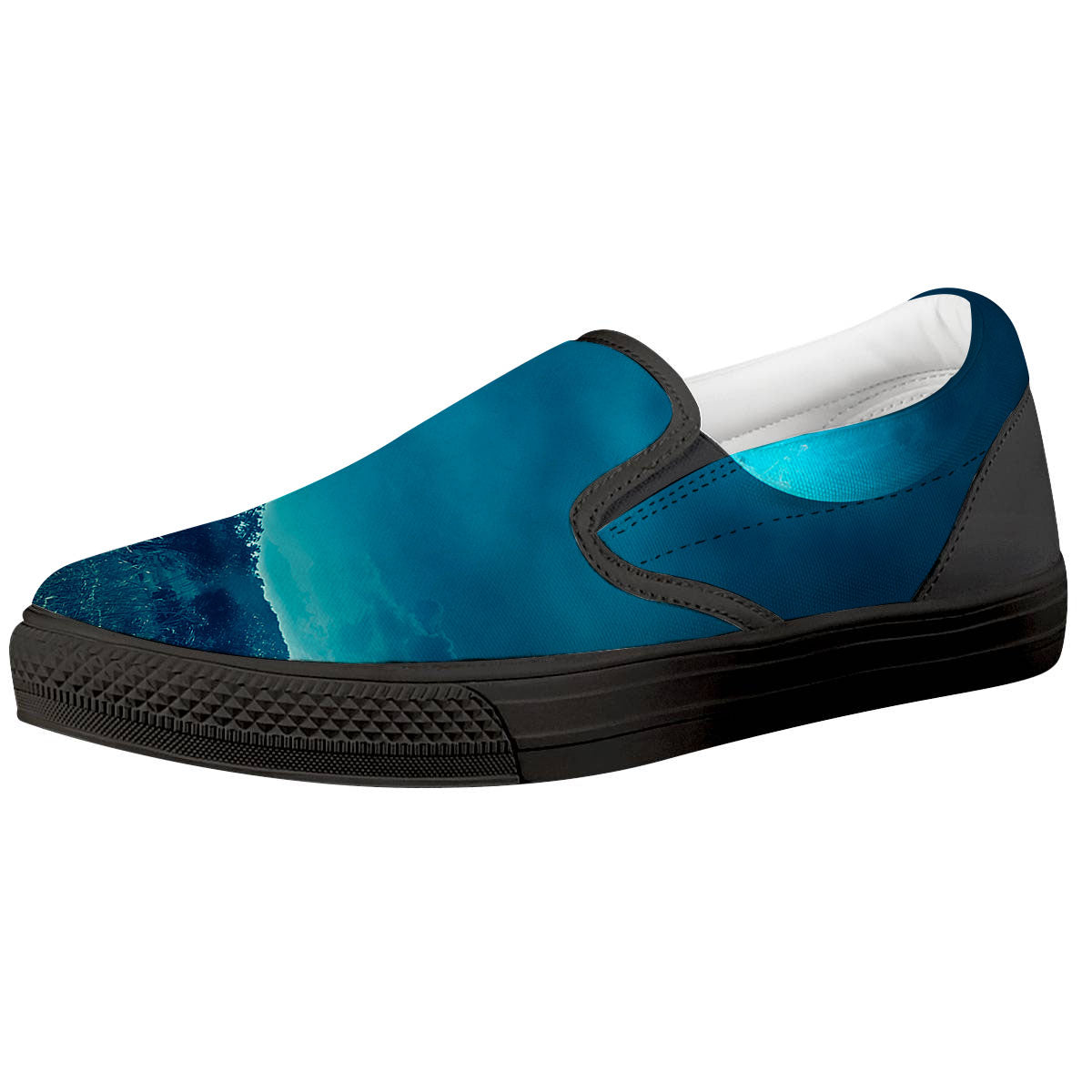Moonlight And Night Forest Print Black Slip On Shoes-grizzshop