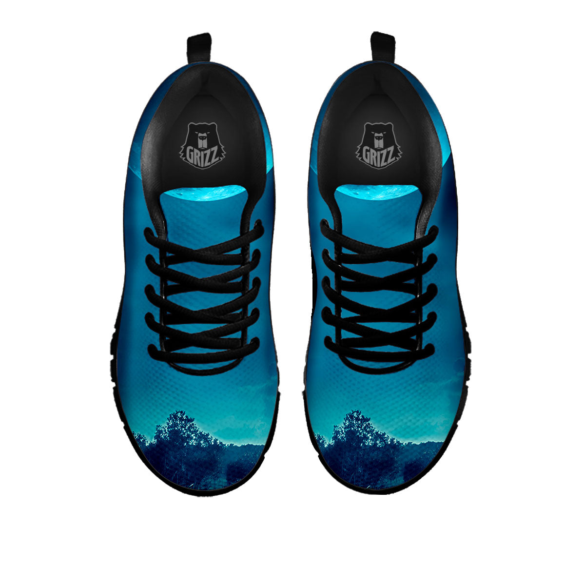 Moonlight And Night Forest Print Black Sneaker-grizzshop