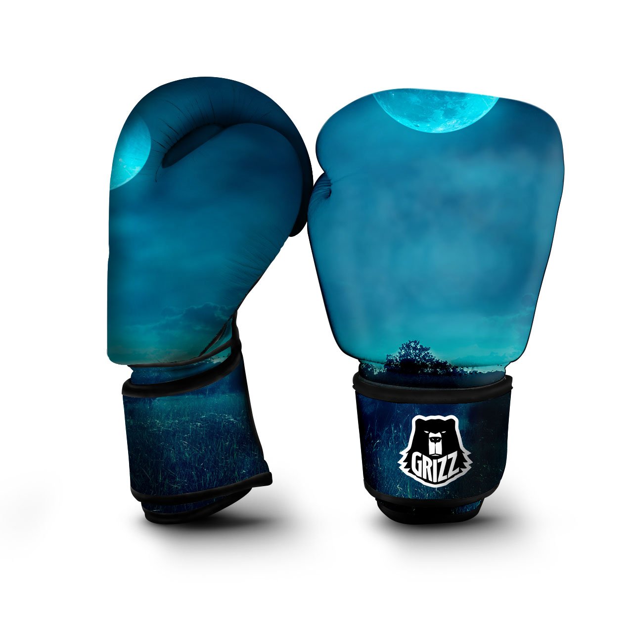 Moonlight And Night Forest Print Boxing Gloves-grizzshop