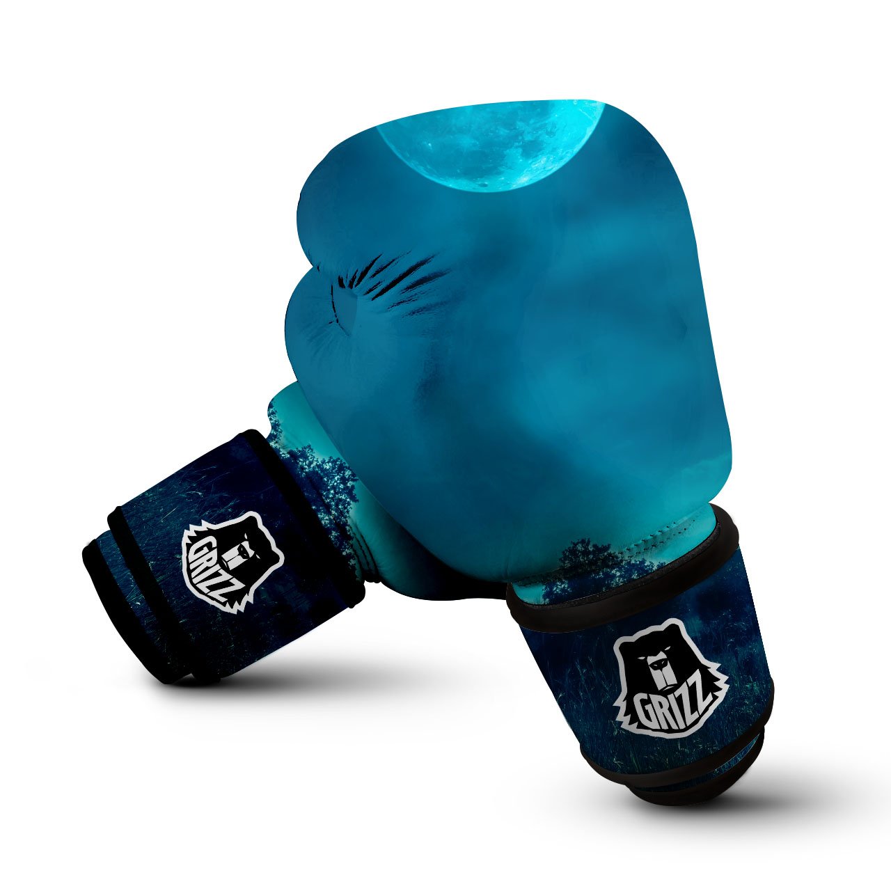 Moonlight And Night Forest Print Boxing Gloves-grizzshop