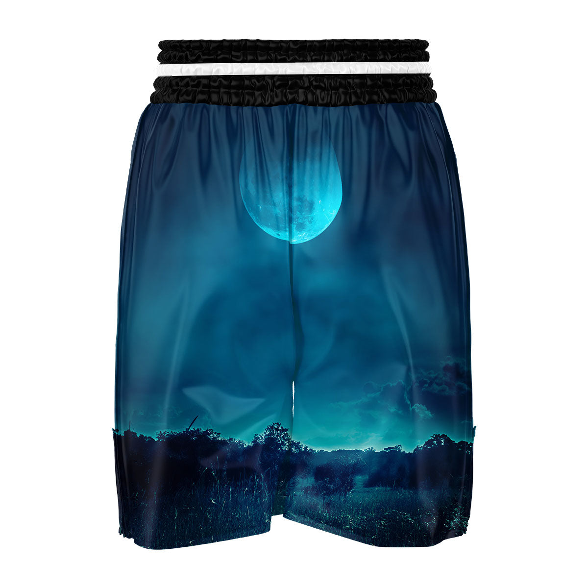 Moonlight And Night Forest Print Boxing Shorts-grizzshop