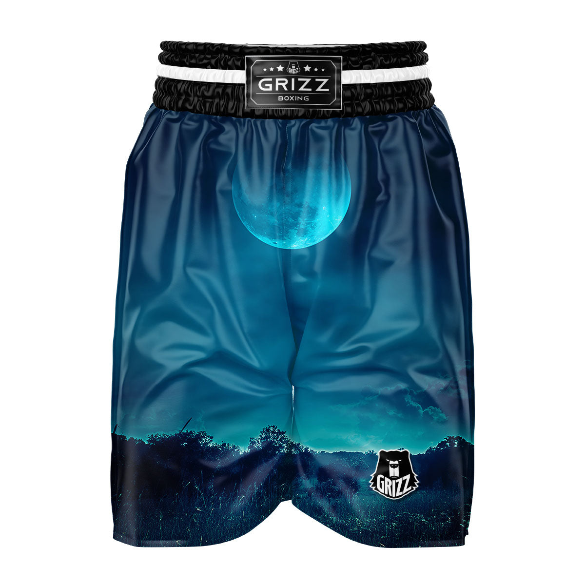 Moonlight And Night Forest Print Boxing Shorts-grizzshop