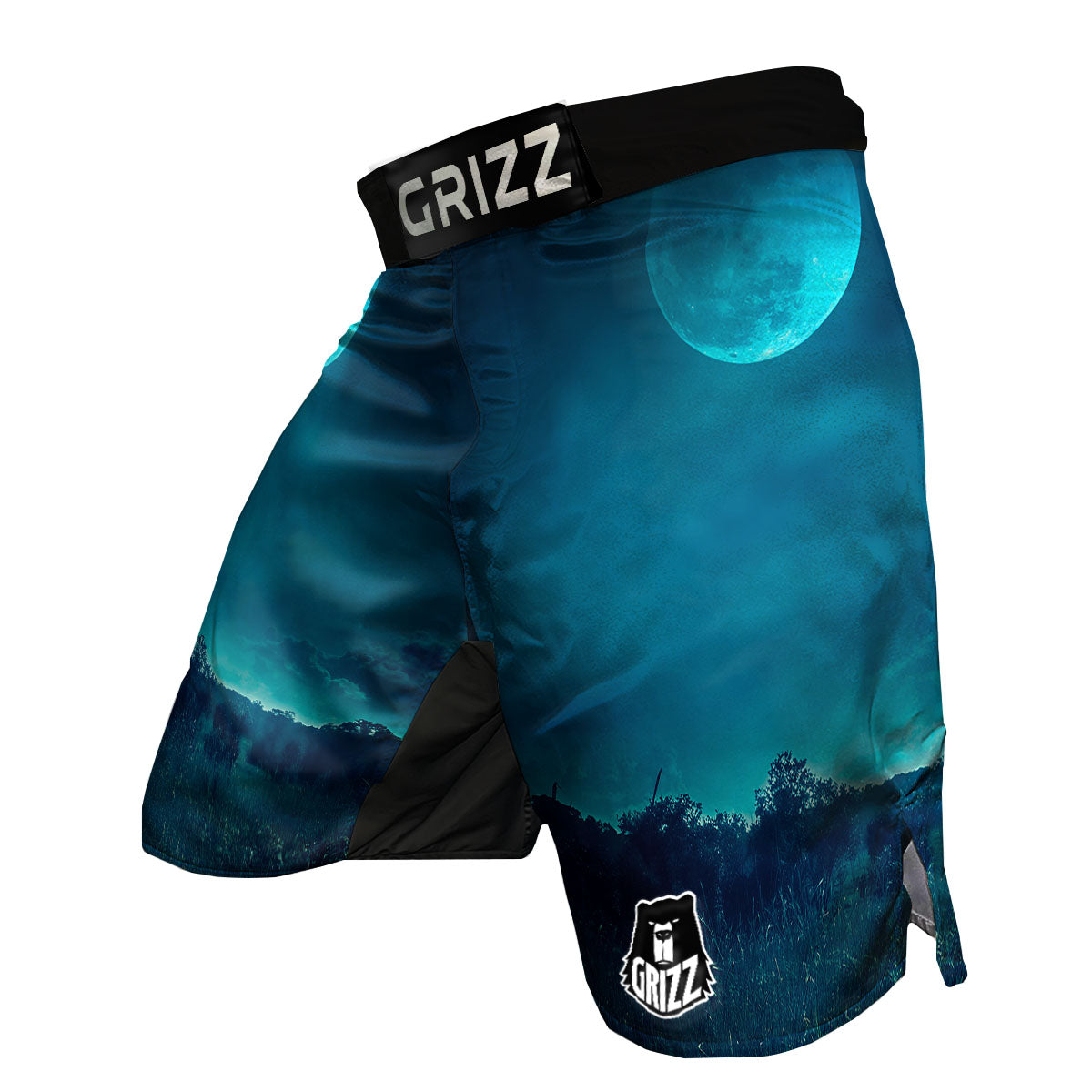 Moonlight And Night Forest Print MMA Shorts-grizzshop