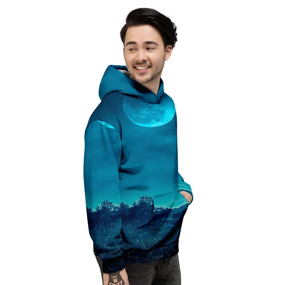 Moonlight And Night Forest Print Men's Hoodie-grizzshop