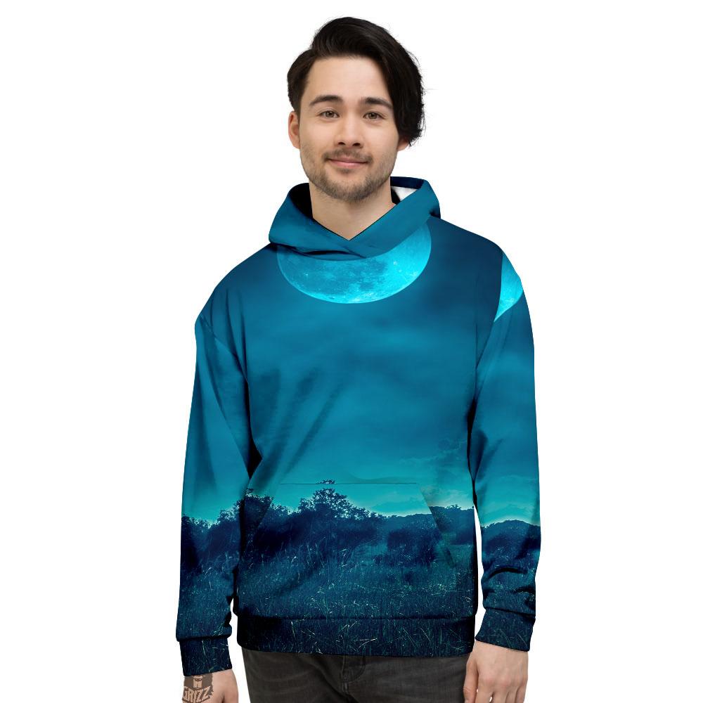 Moonlight And Night Forest Print Men's Hoodie-grizzshop
