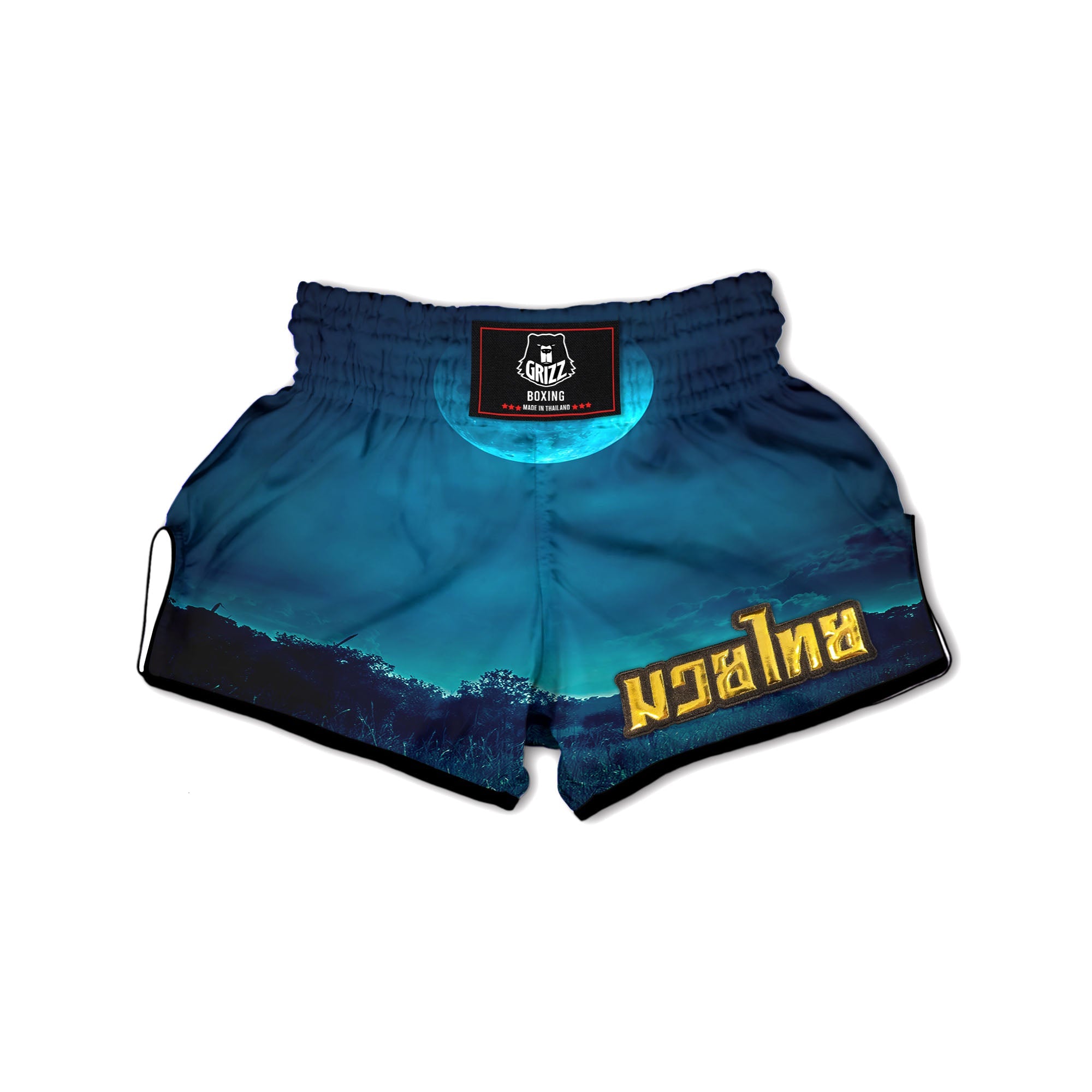 Moonlight And Night Forest Print Muay Thai Boxing Shorts-grizzshop
