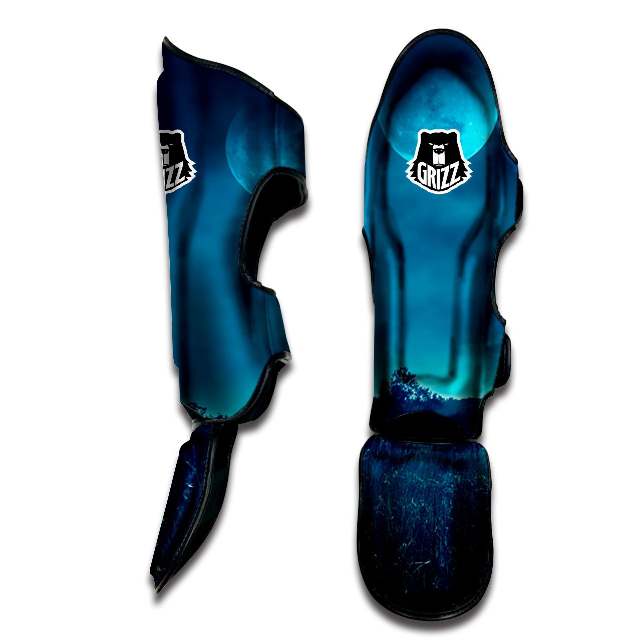 Moonlight And Night Forest Print Muay Thai Shin Guards-grizzshop