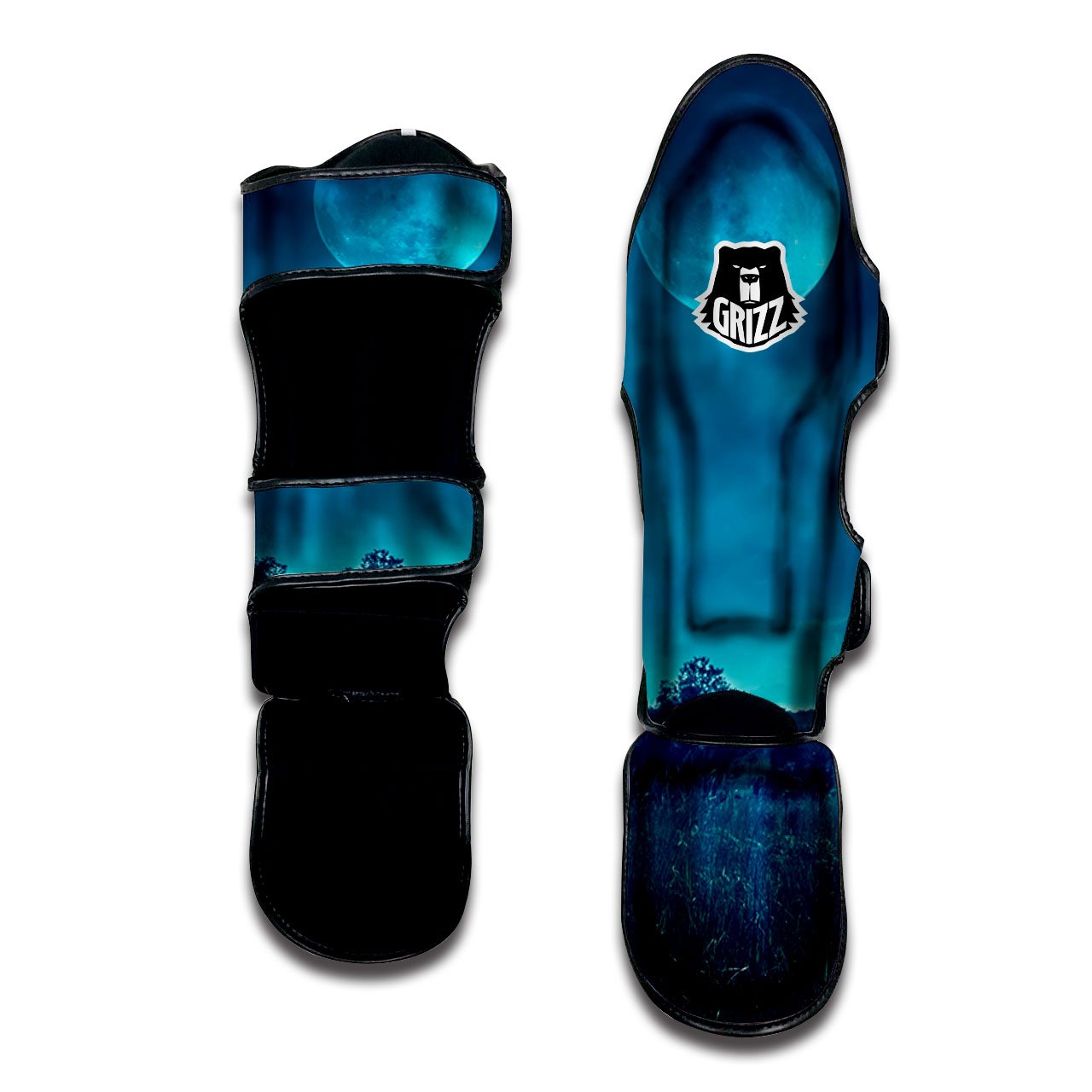 Moonlight And Night Forest Print Muay Thai Shin Guards-grizzshop