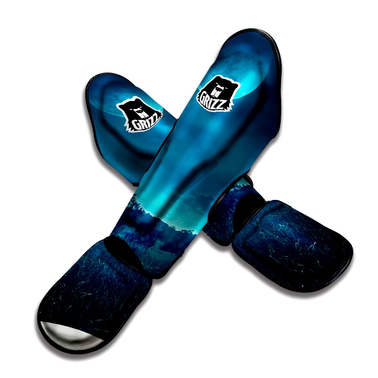 Moonlight And Night Forest Print Muay Thai Shin Guards-grizzshop