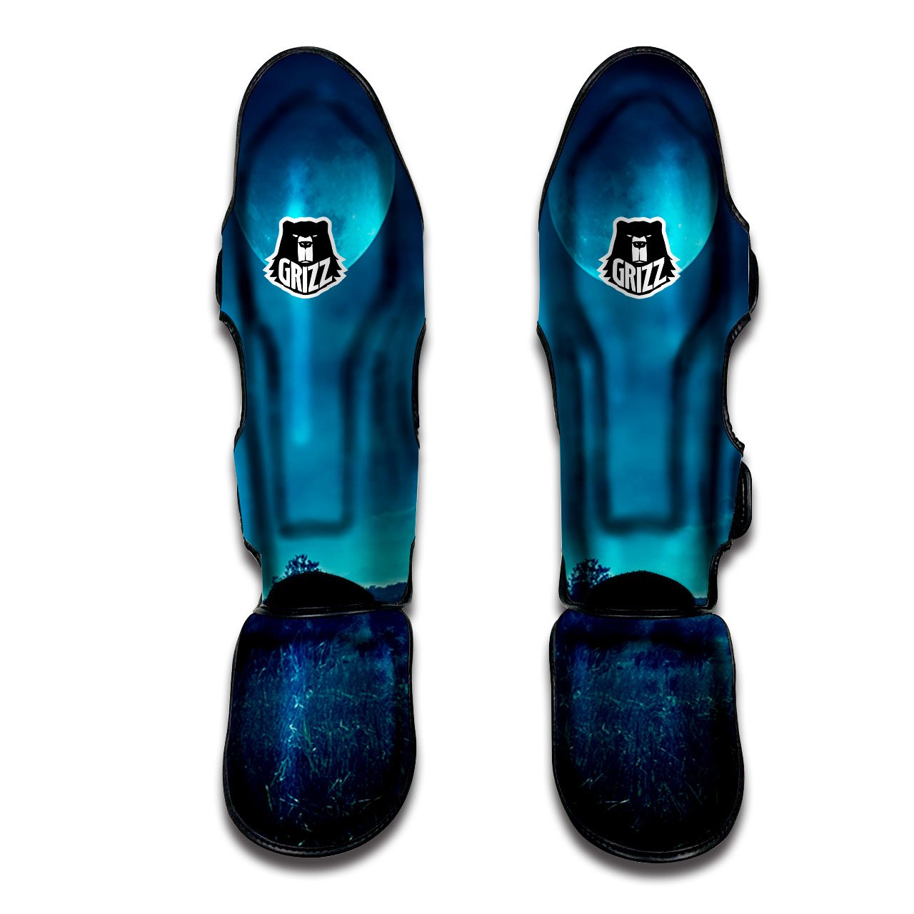 Moonlight And Night Forest Print Muay Thai Shin Guards-grizzshop