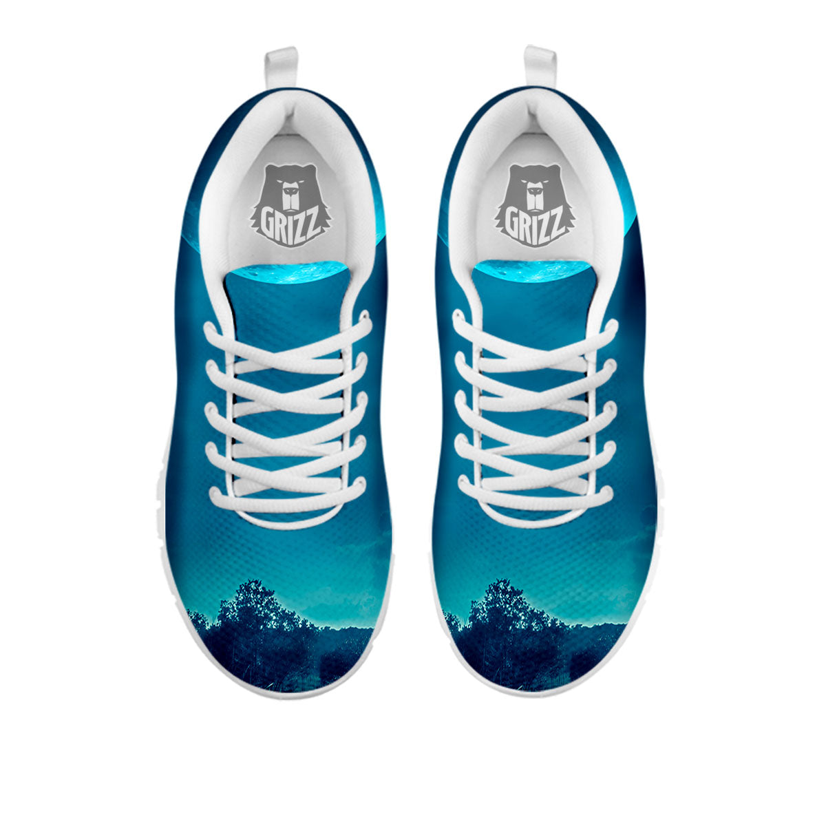 Moonlight And Night Forest Print White Sneaker-grizzshop