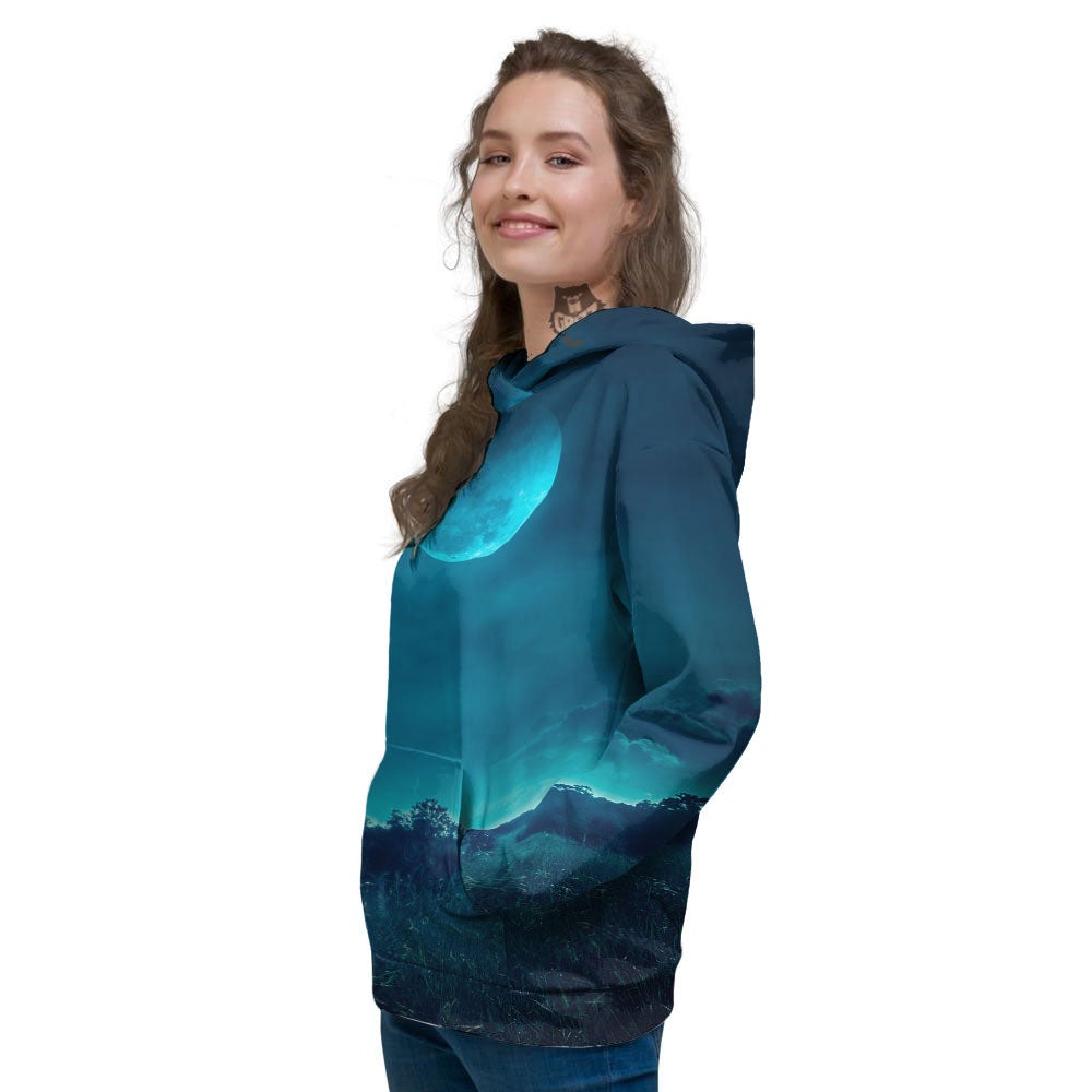 Moonlight And Night Forest Print Women's Hoodie-grizzshop