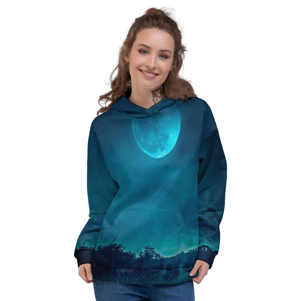 Moonlight And Night Forest Print Women's Hoodie-grizzshop