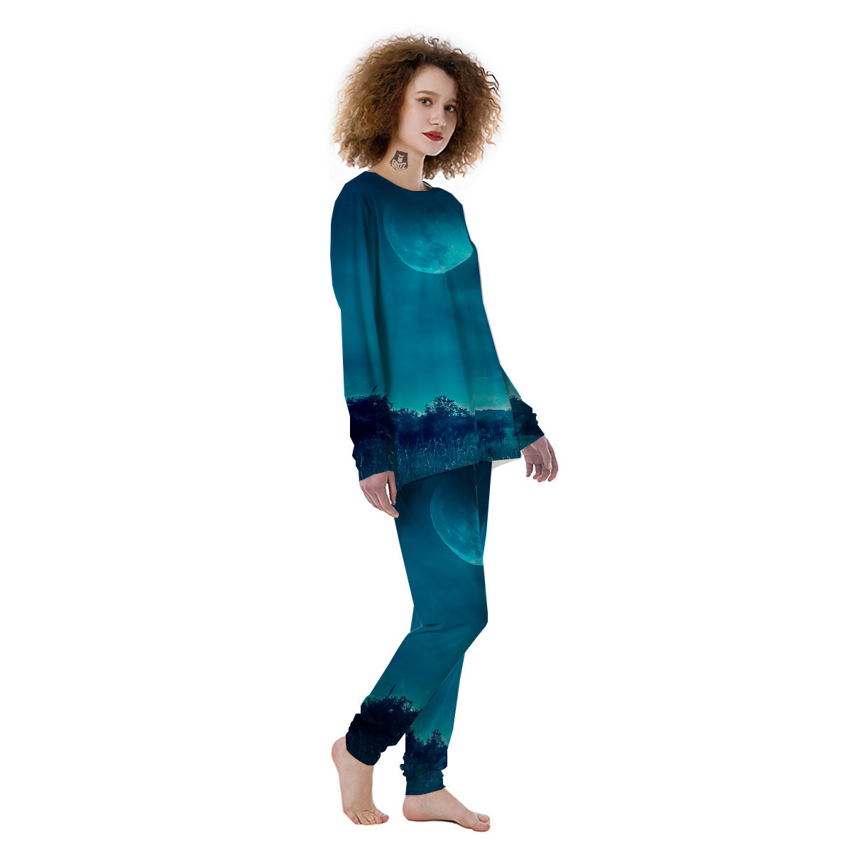 Moonlight And Night Forest Print Women's Pajamas-grizzshop