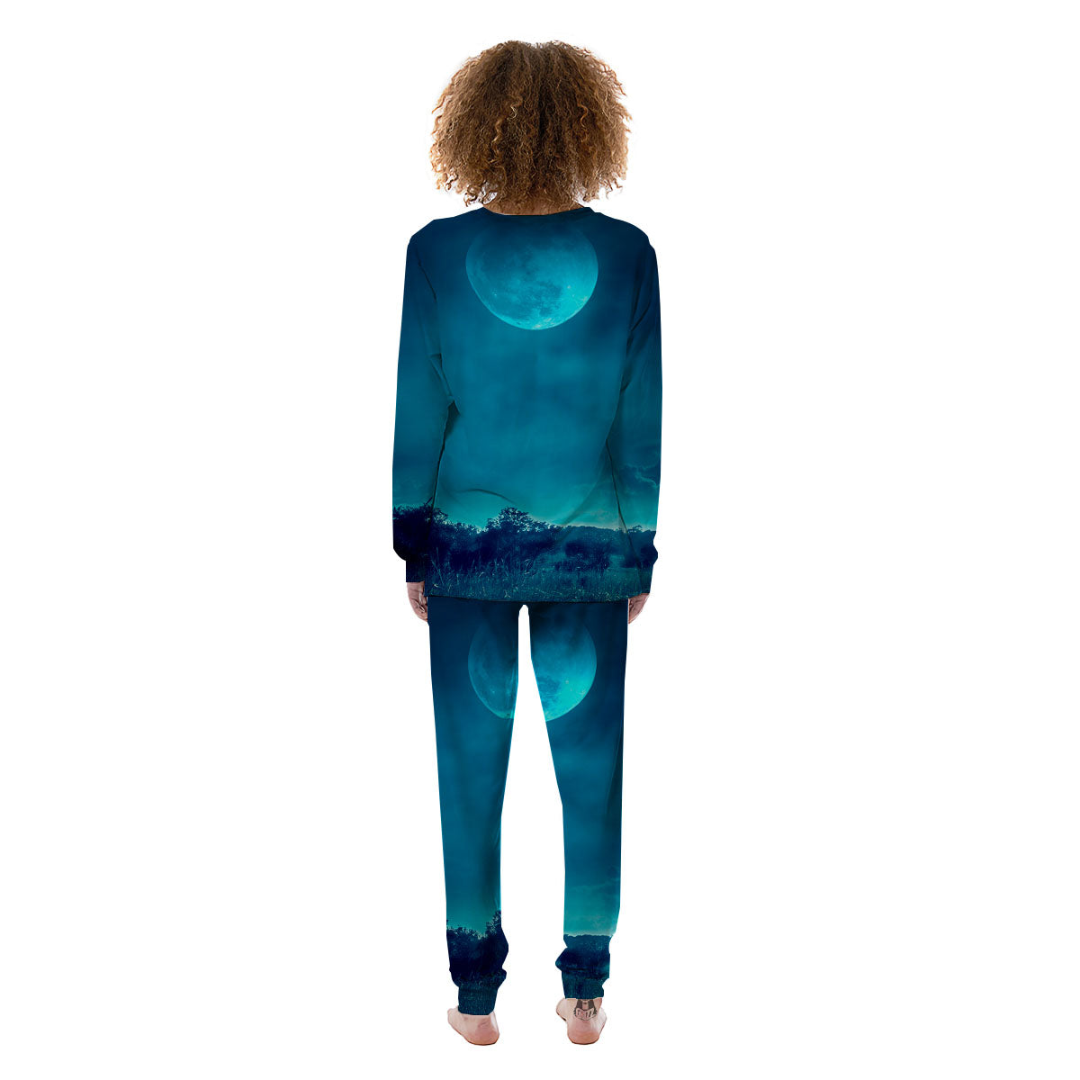 Moonlight And Night Forest Print Women's Pajamas-grizzshop