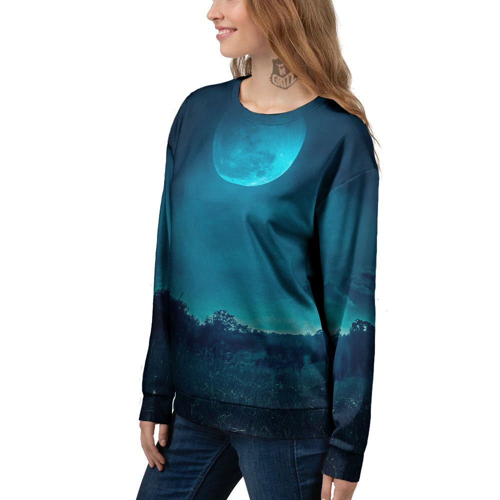 Moonlight And Night Forest Print Women's Sweatshirt-grizzshop