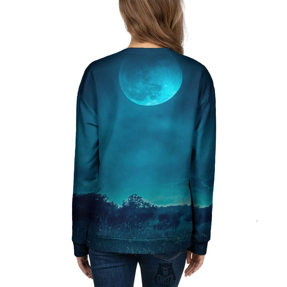 Moonlight And Night Forest Print Women's Sweatshirt-grizzshop