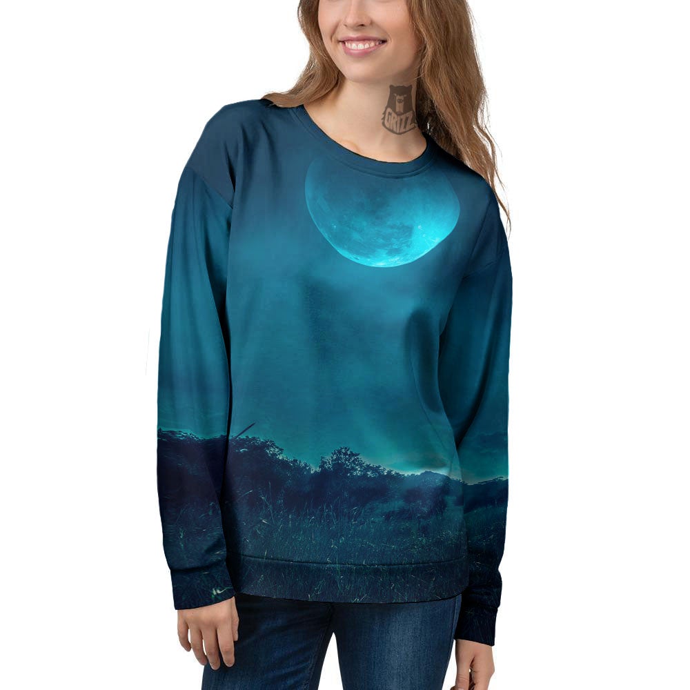 Moonlight And Night Forest Print Women's Sweatshirt-grizzshop