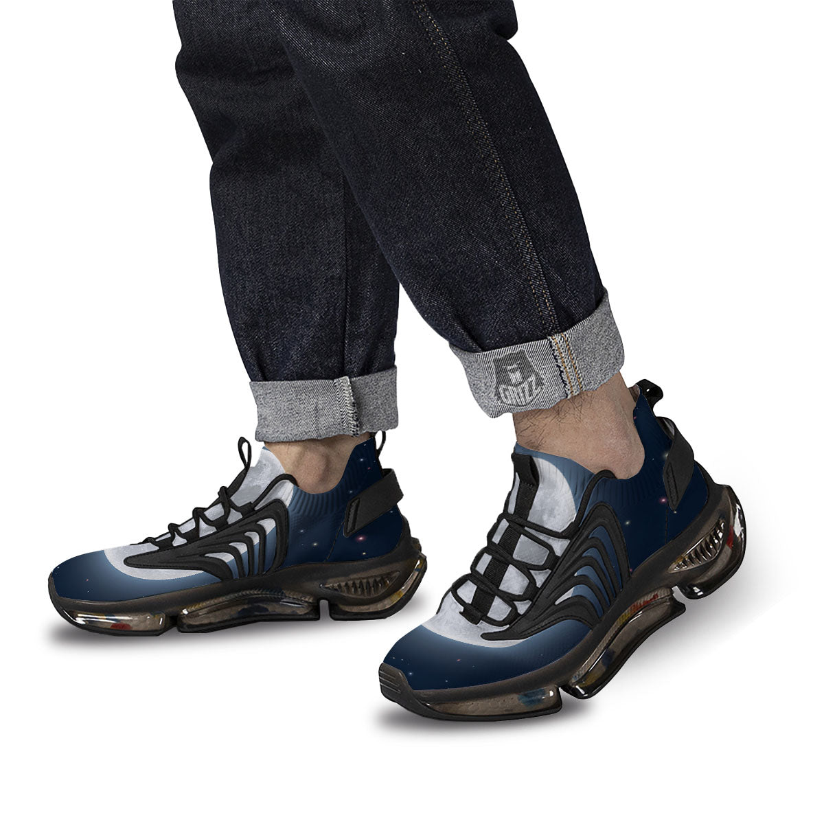 Moonlight And Night Sky Print Black Gym Shoes-grizzshop