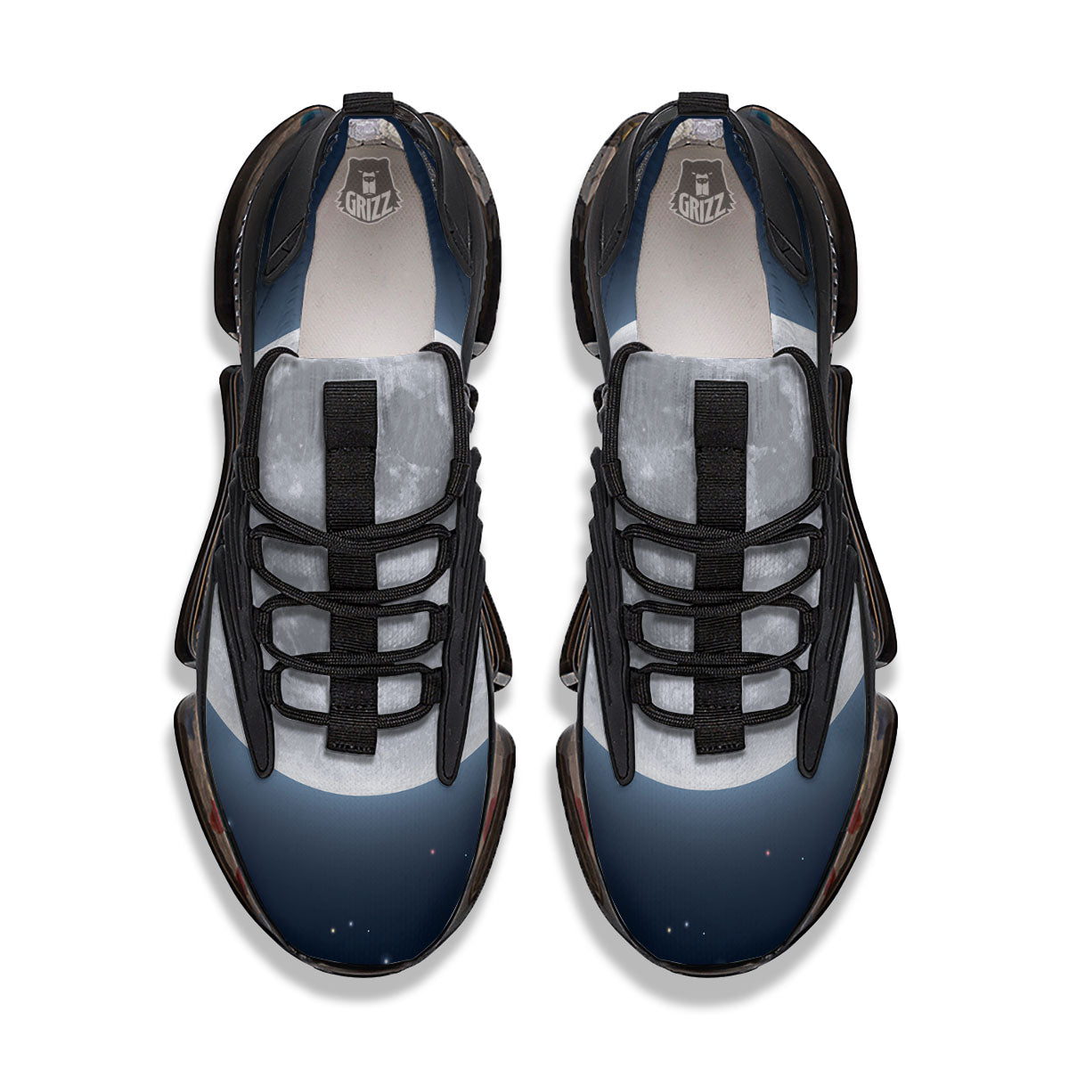 Moonlight And Night Sky Print Black Gym Shoes-grizzshop