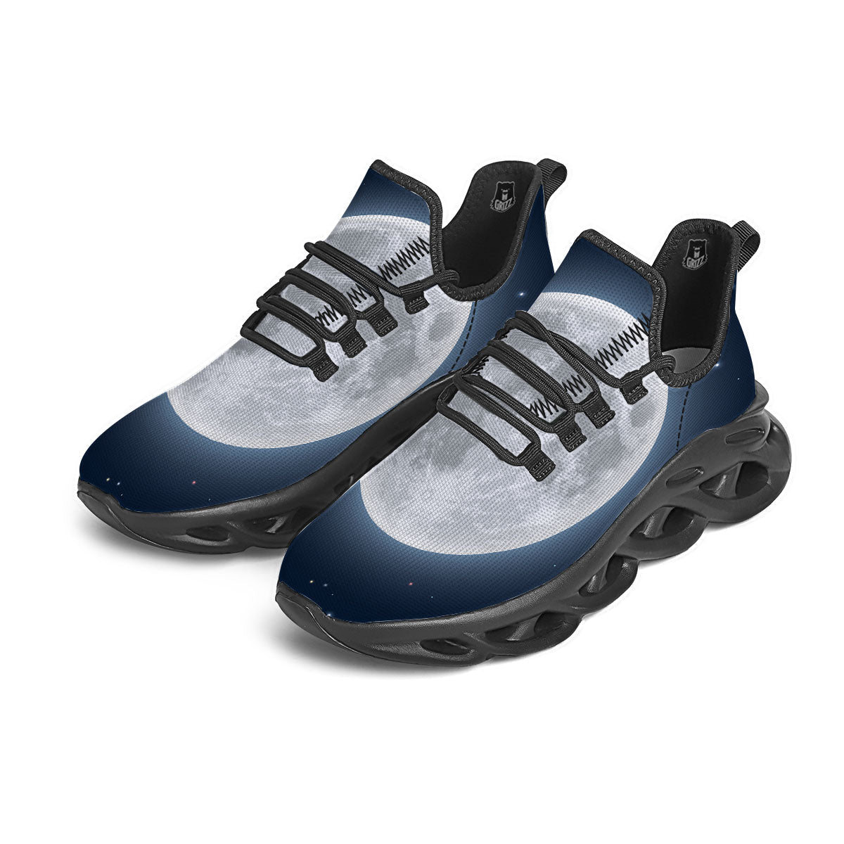 Moonlight And Night Sky Print Black Running Shoes-grizzshop