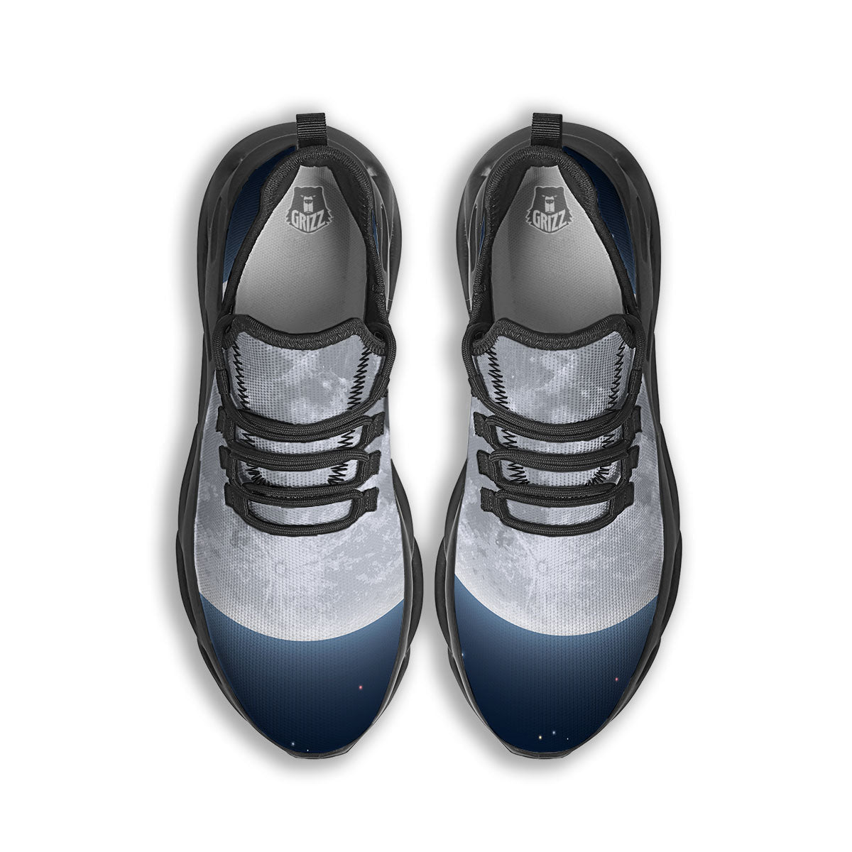 Moonlight And Night Sky Print Black Running Shoes-grizzshop