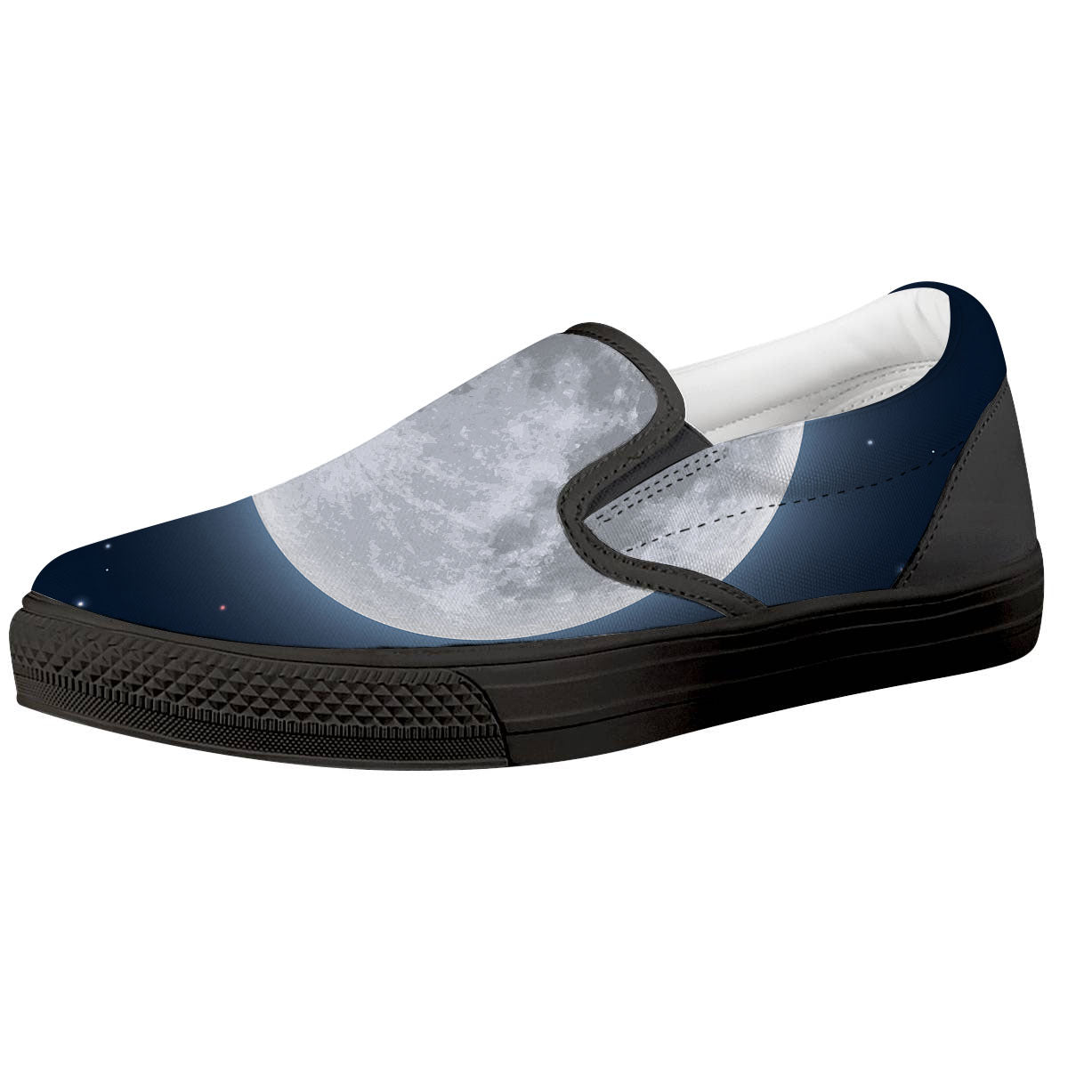 Moonlight And Night Sky Print Black Slip On Shoes-grizzshop