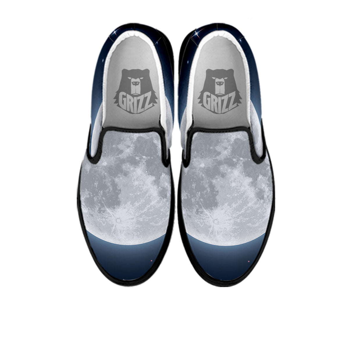 Moonlight And Night Sky Print Black Slip On Shoes-grizzshop