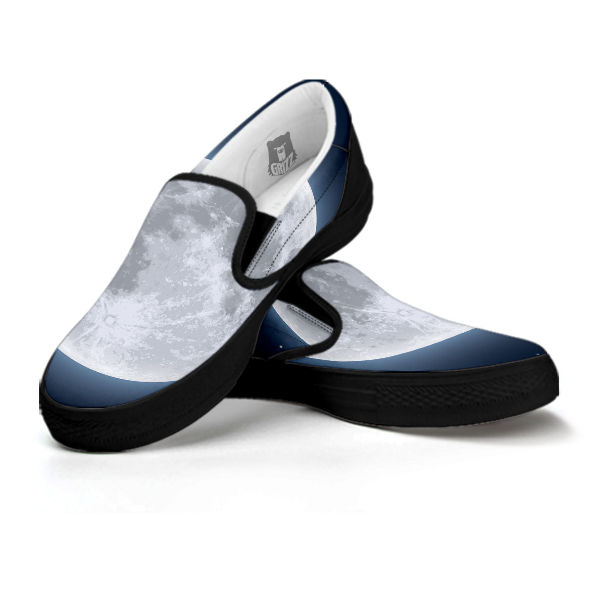 Moonlight And Night Sky Print Black Slip On Shoes-grizzshop