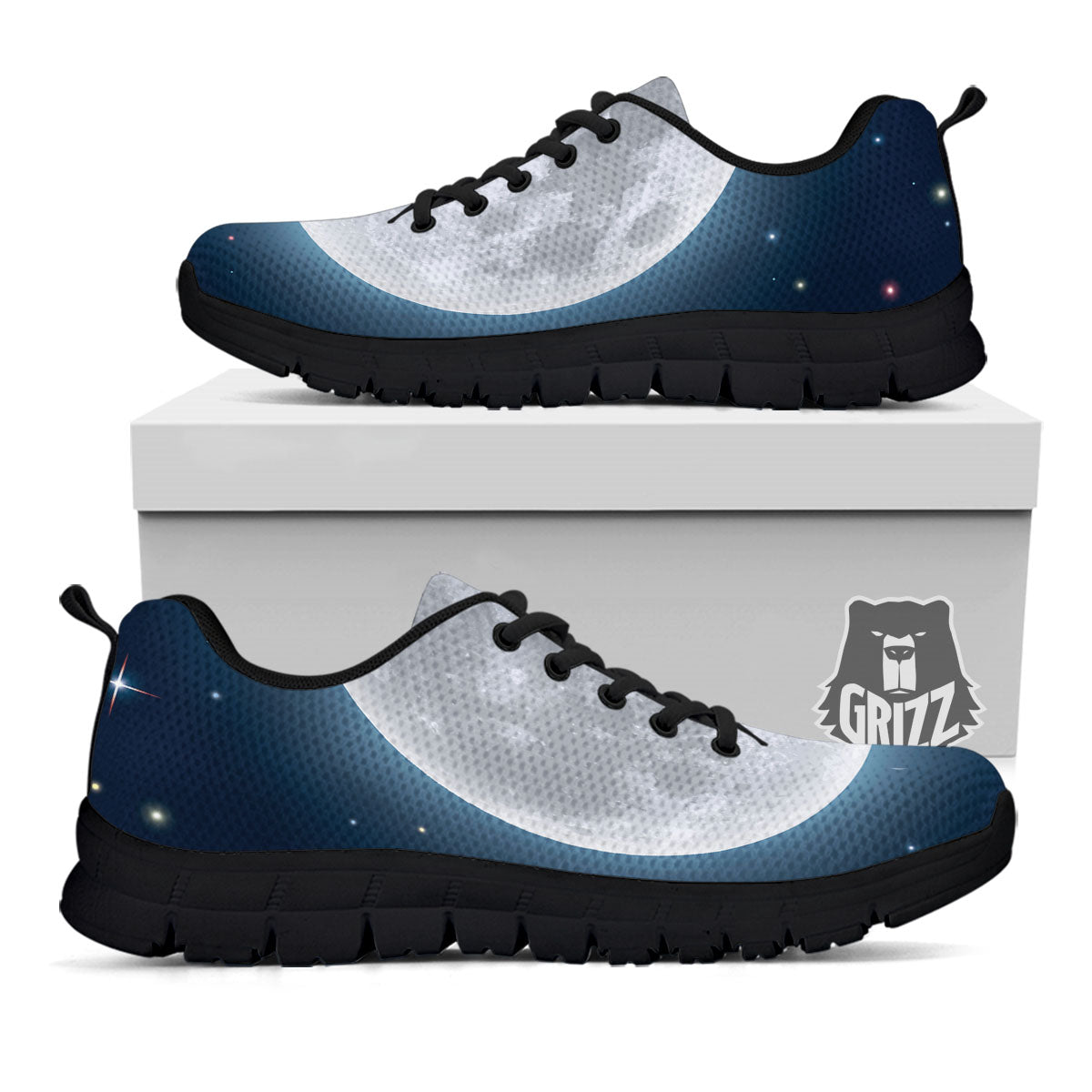 Moonlight And Night Sky Print Black Sneaker-grizzshop