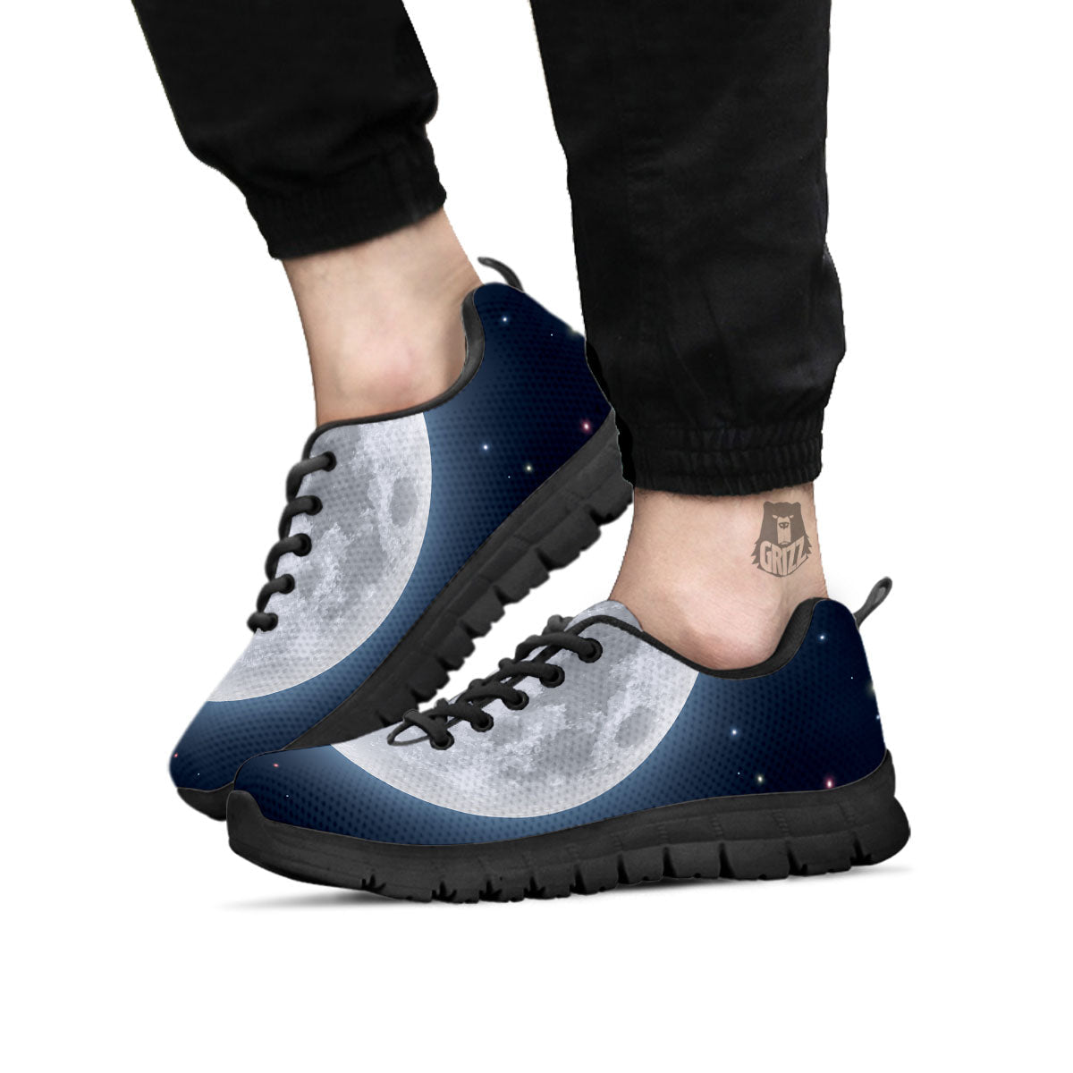 Moonlight And Night Sky Print Black Sneaker-grizzshop