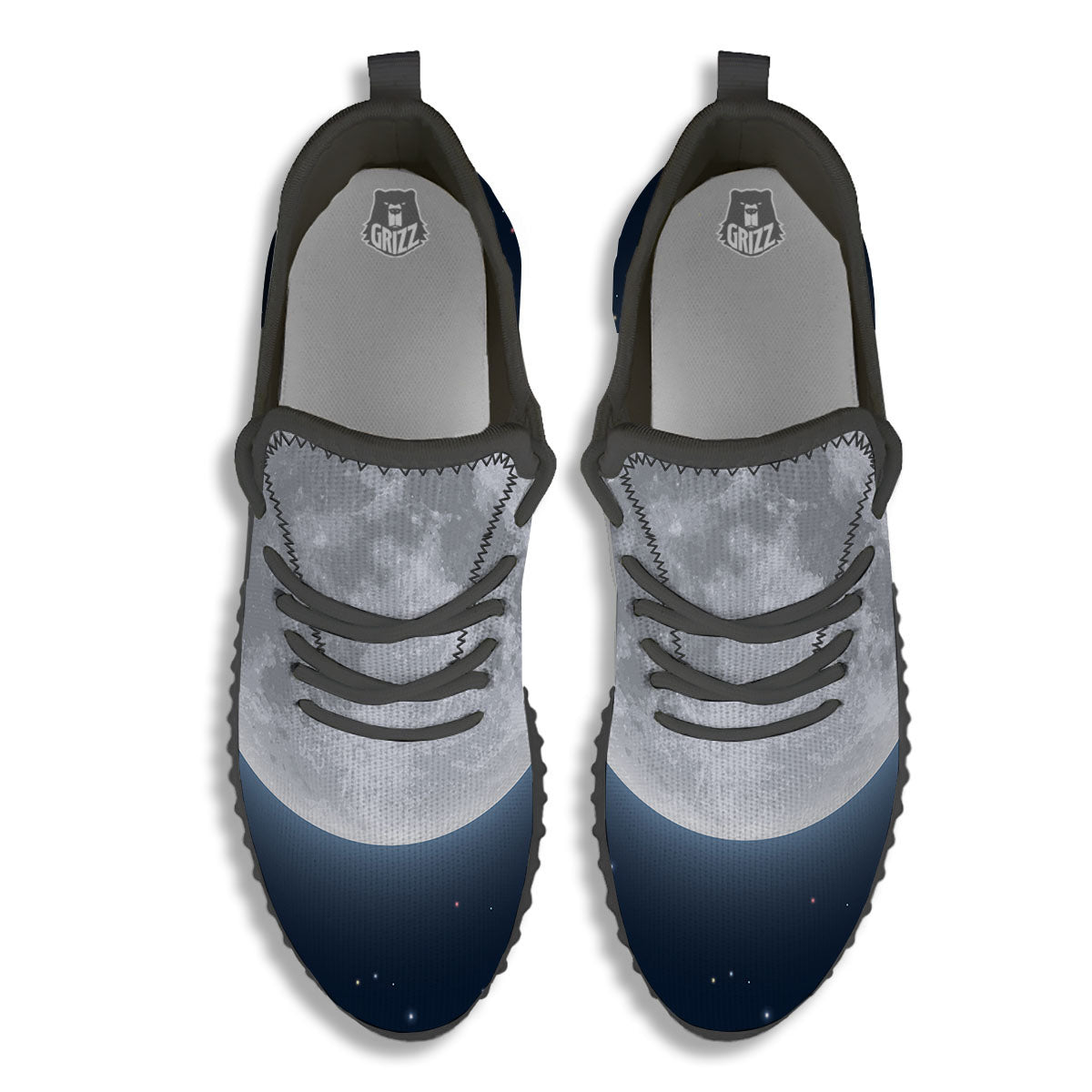 Moonlight And Night Sky Print Black Walking Shoes-grizzshop