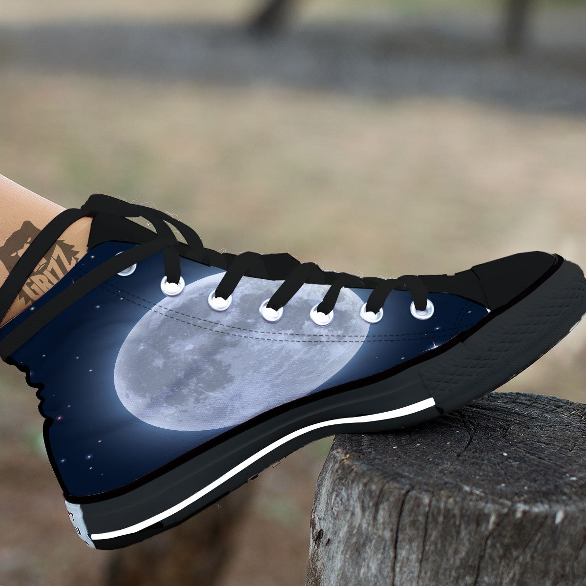 Moonlight And Night Sky Print High Top Shoes-grizzshop
