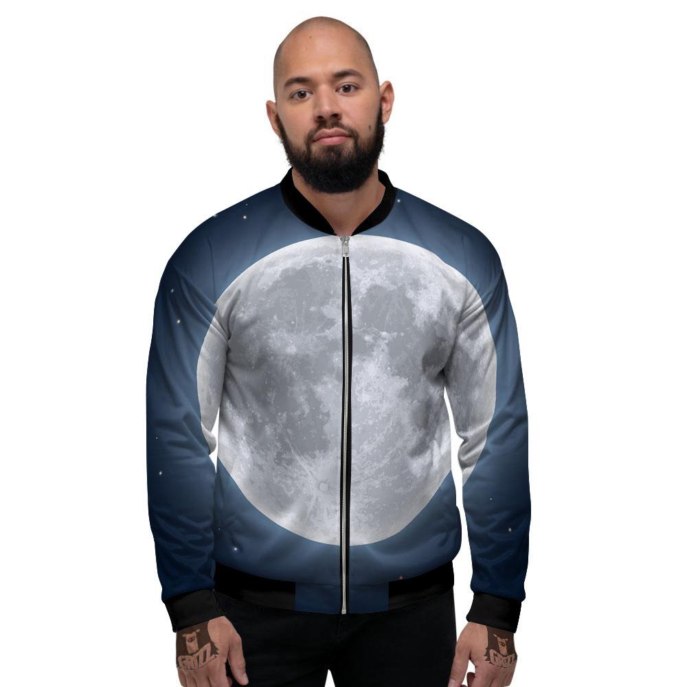 Moonlight And Night Sky Print Men's Bomber Jacket-grizzshop