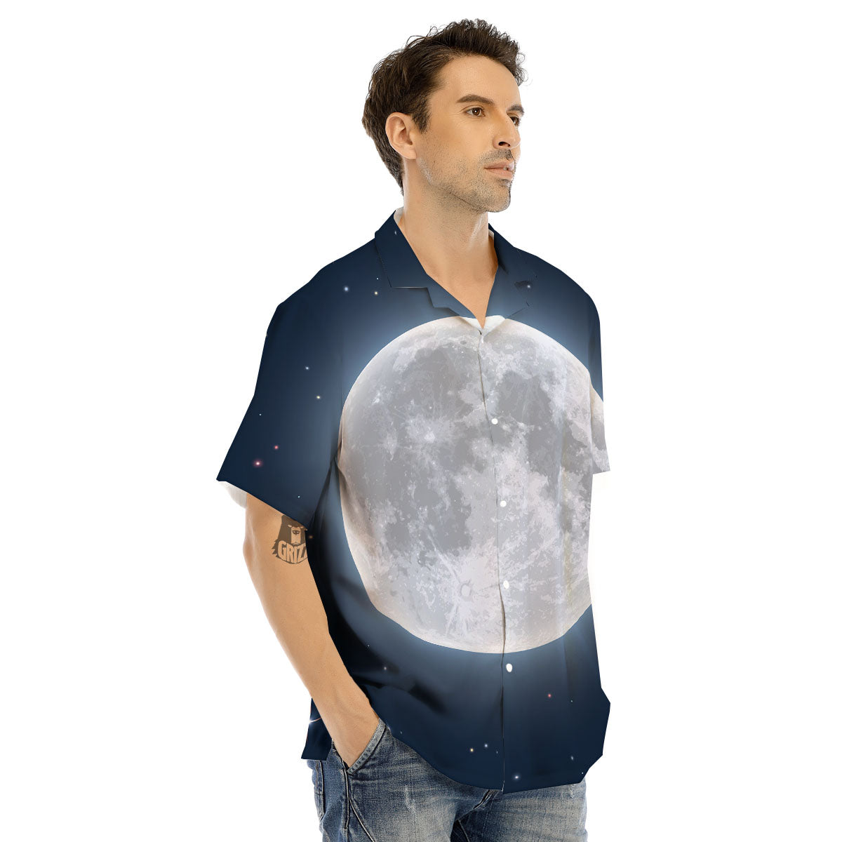 Moonlight And Night Sky Print Men's Hawaiian Shirt-grizzshop