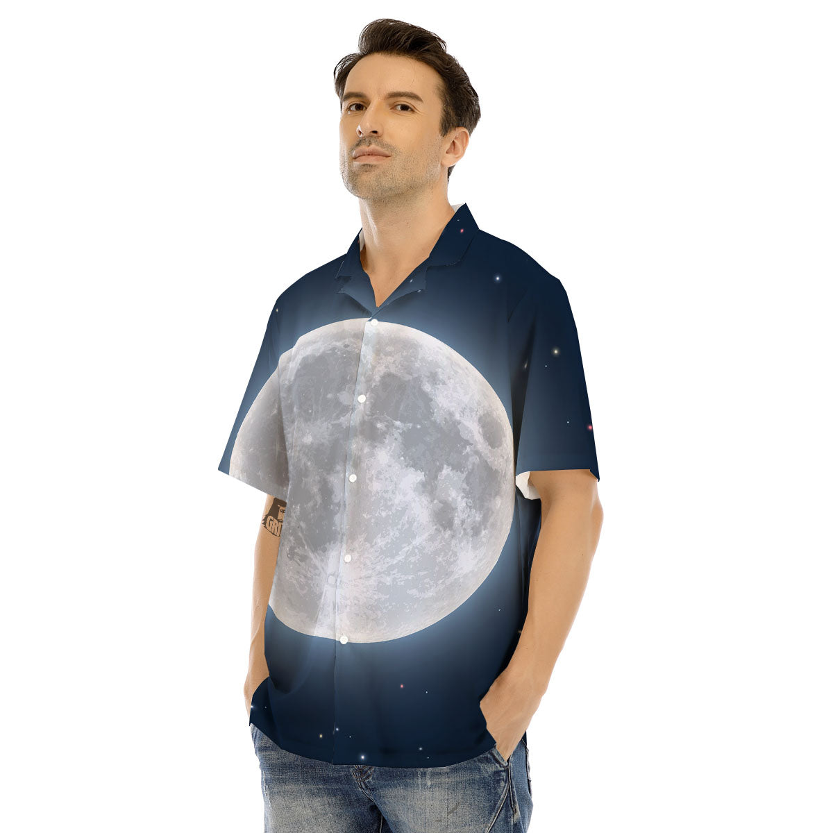 Moonlight And Night Sky Print Men's Hawaiian Shirt-grizzshop