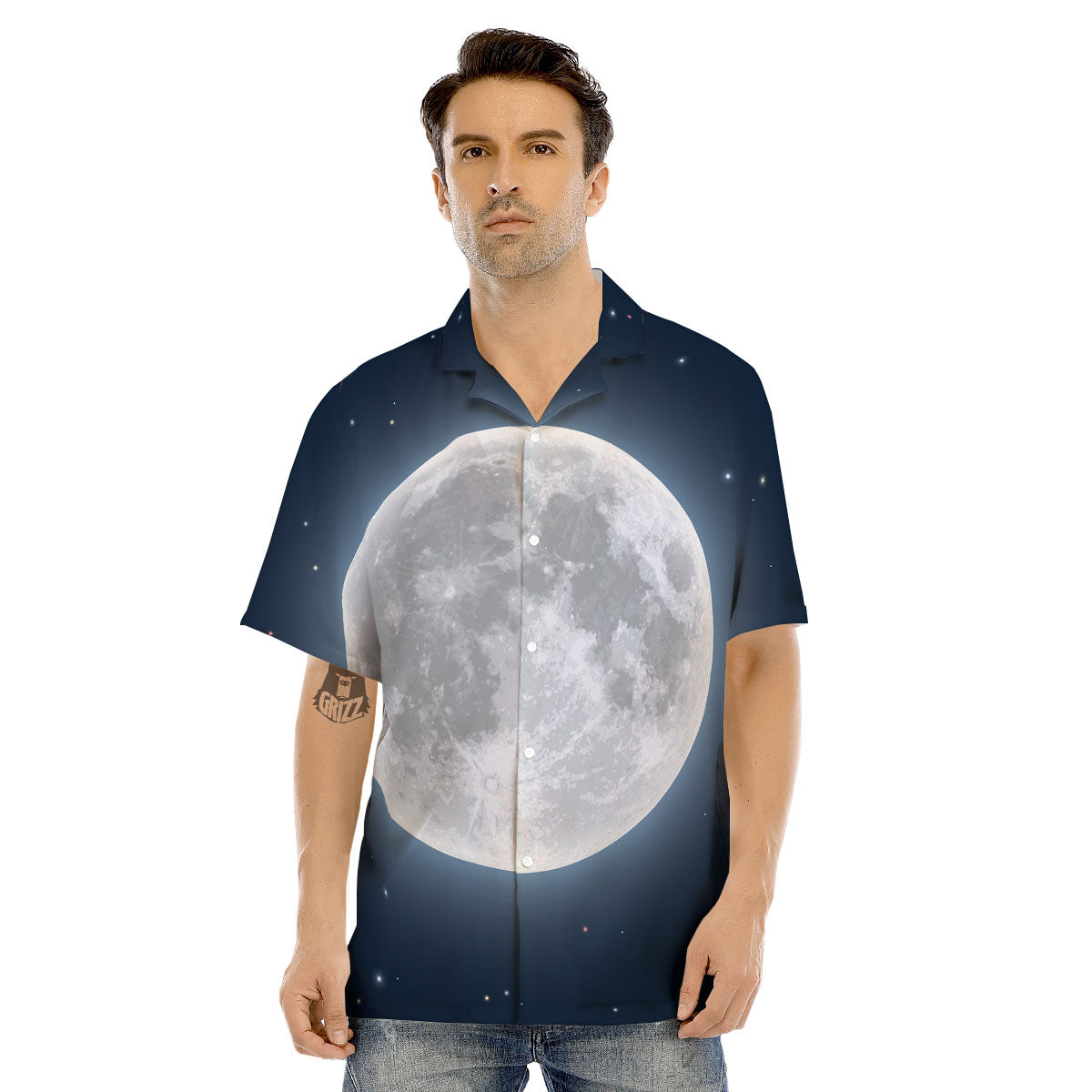 Moonlight And Night Sky Print Men's Hawaiian Shirt-grizzshop