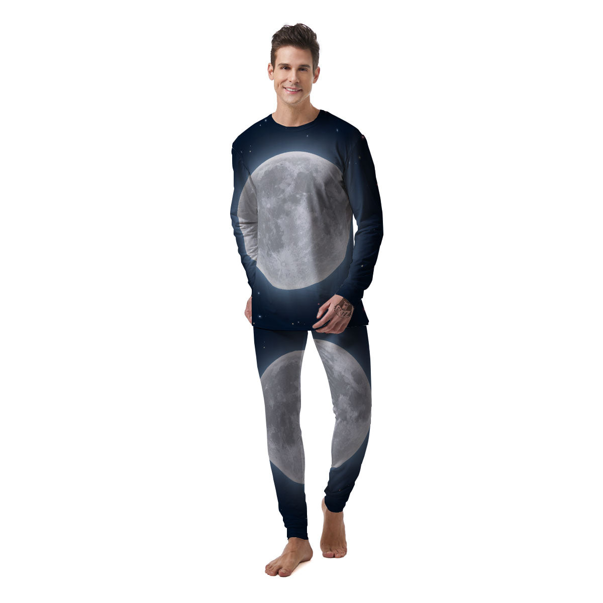 Moonlight And Night Sky Print Men's Pajamas-grizzshop