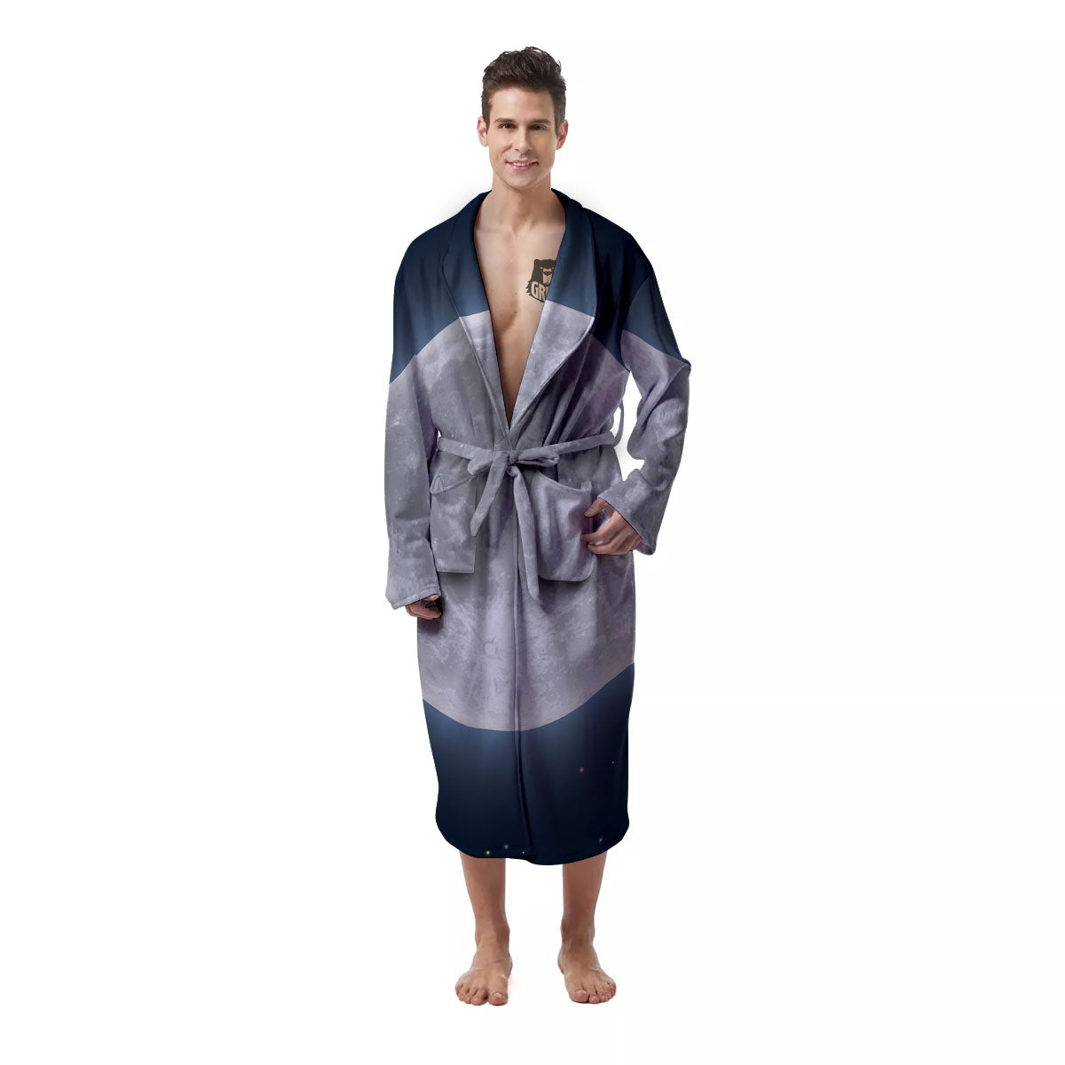 Moonlight And Night Sky Print Men's Robe-grizzshop