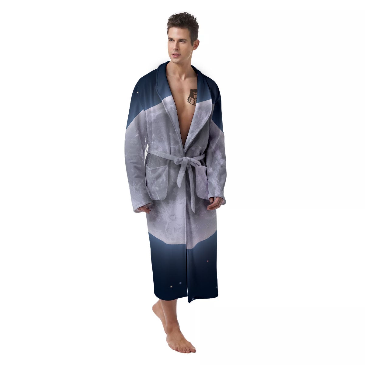 Moonlight And Night Sky Print Men's Robe-grizzshop