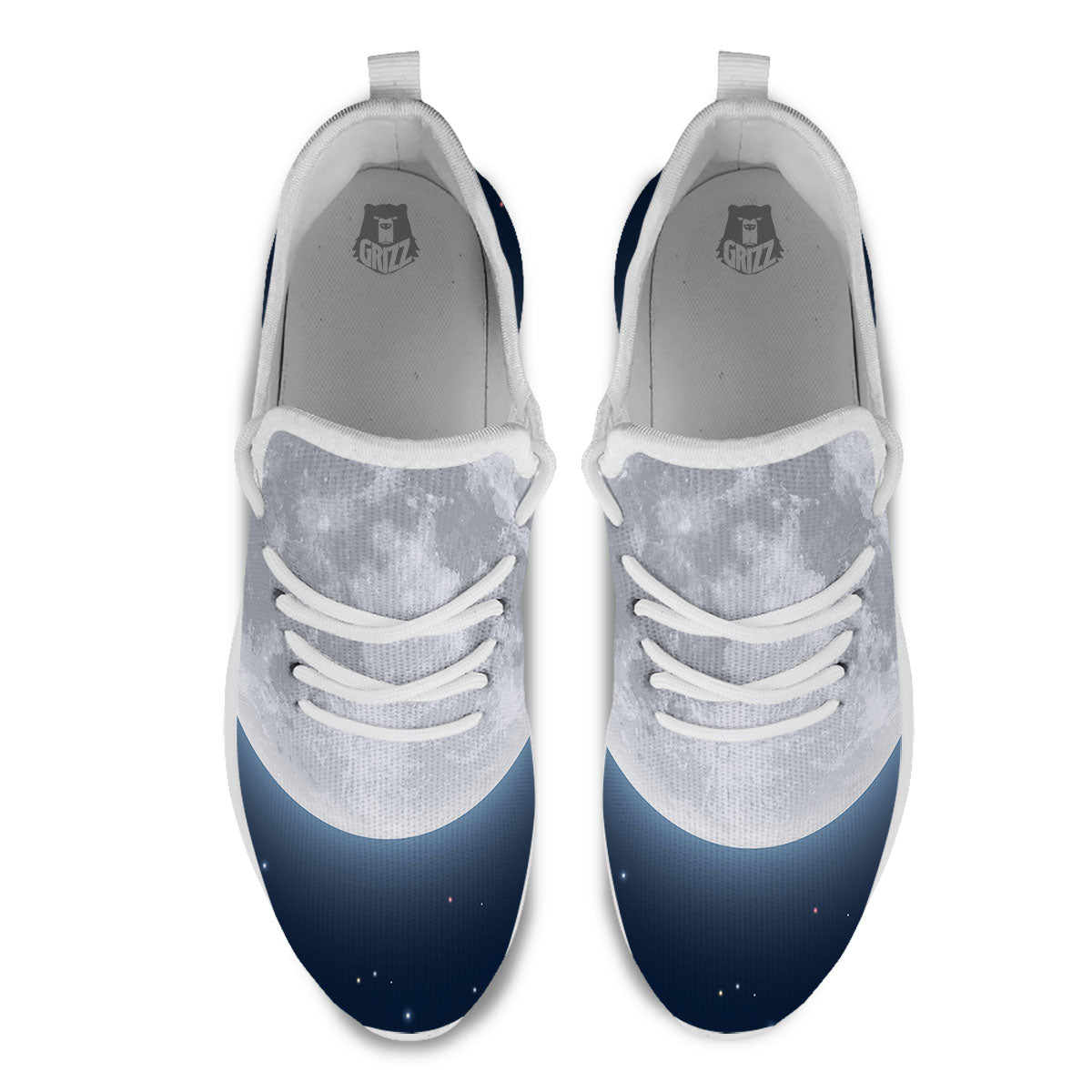 Moonlight And Night Sky Print White Athletic Shoes-grizzshop