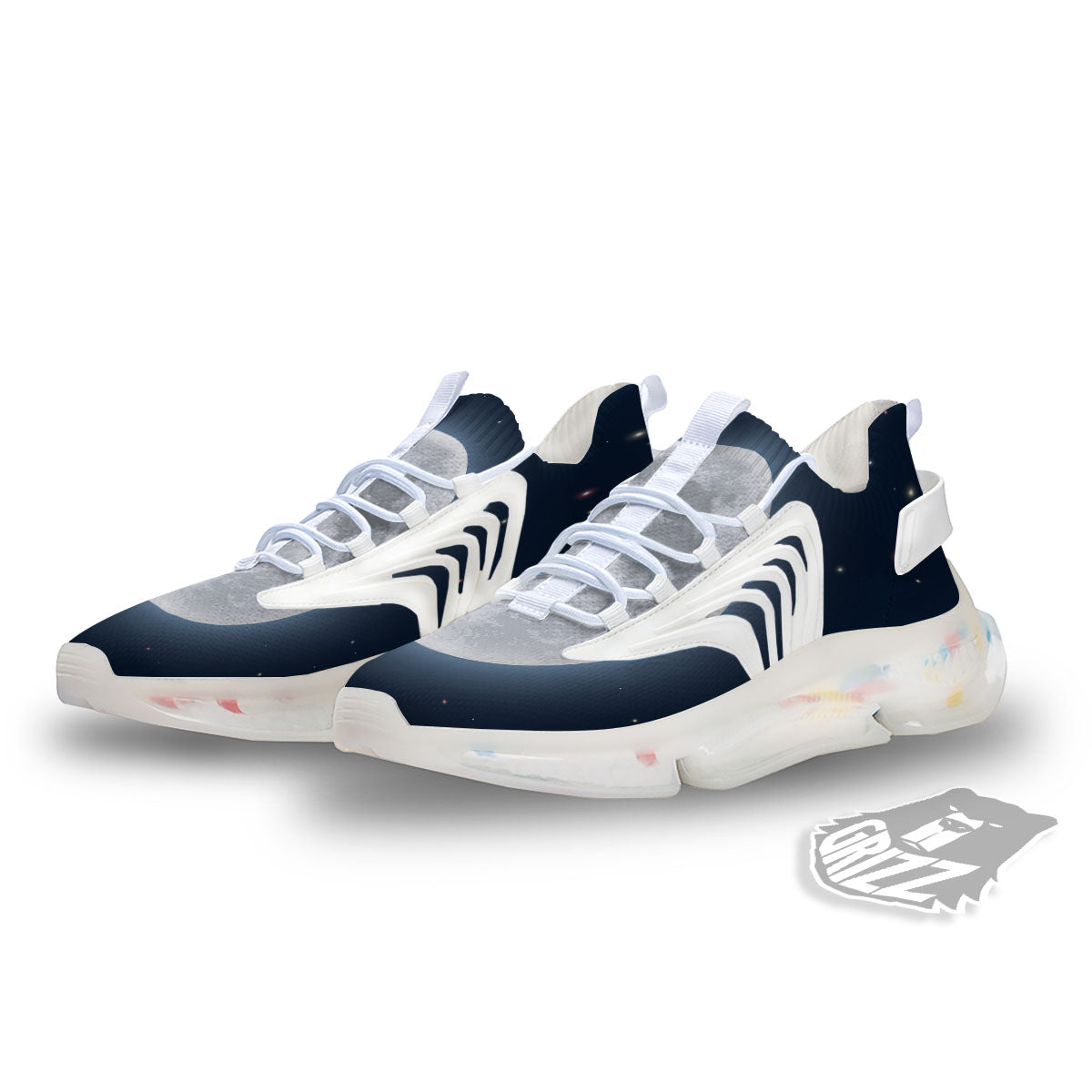 Moonlight And Night Sky Print White Gym Shoes-grizzshop