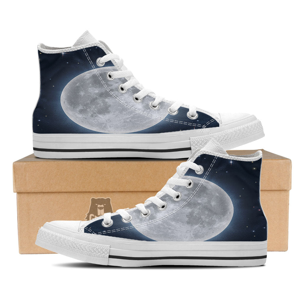 Moonlight And Night Sky Print White High Top Shoes-grizzshop