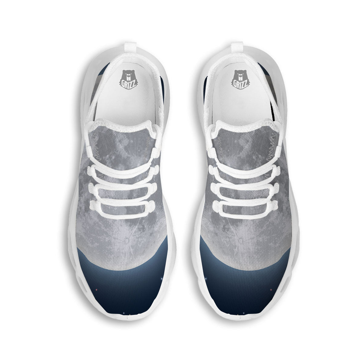 Moonlight And Night Sky Print White Running Shoes-grizzshop