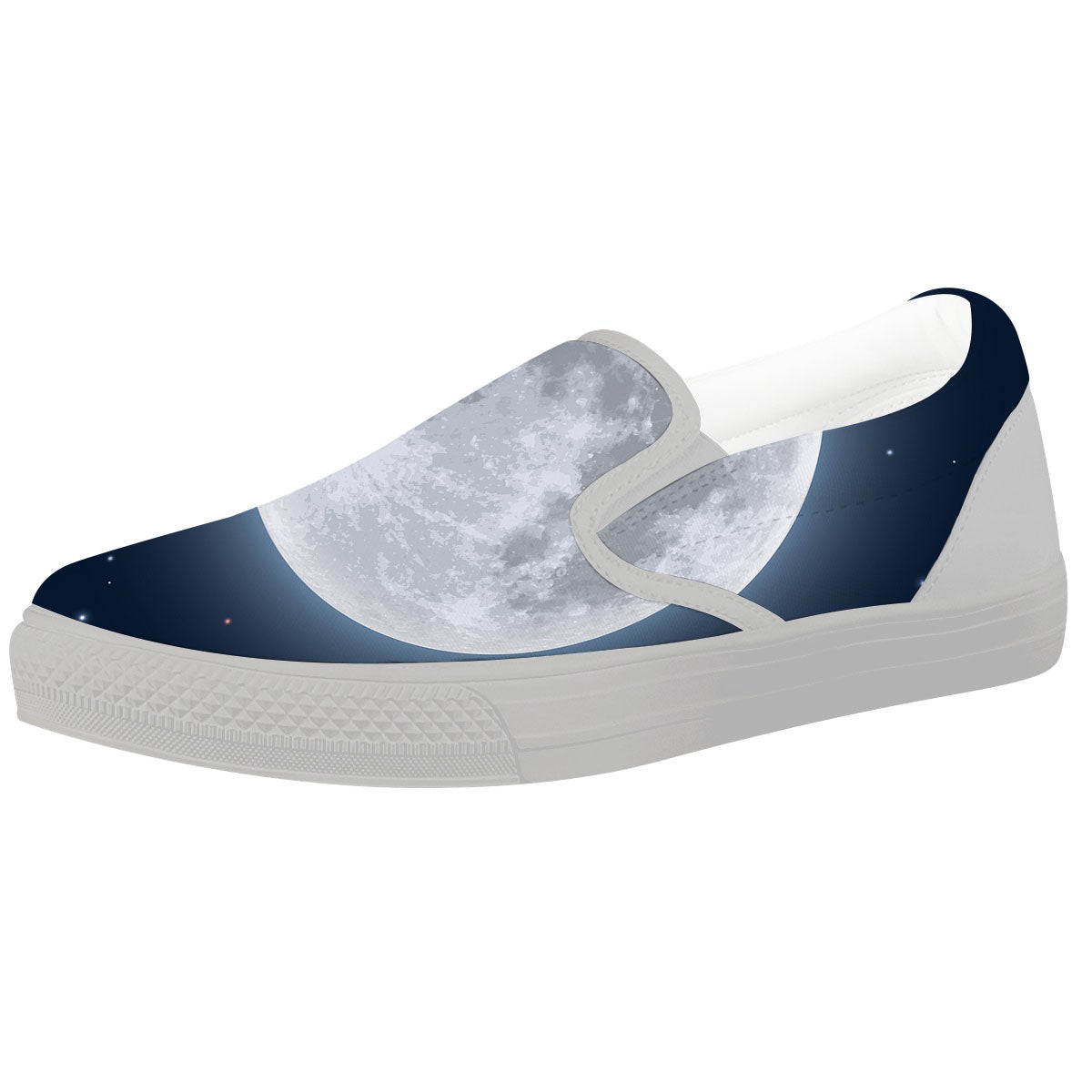 Moonlight And Night Sky Print White Slip On Shoes-grizzshop