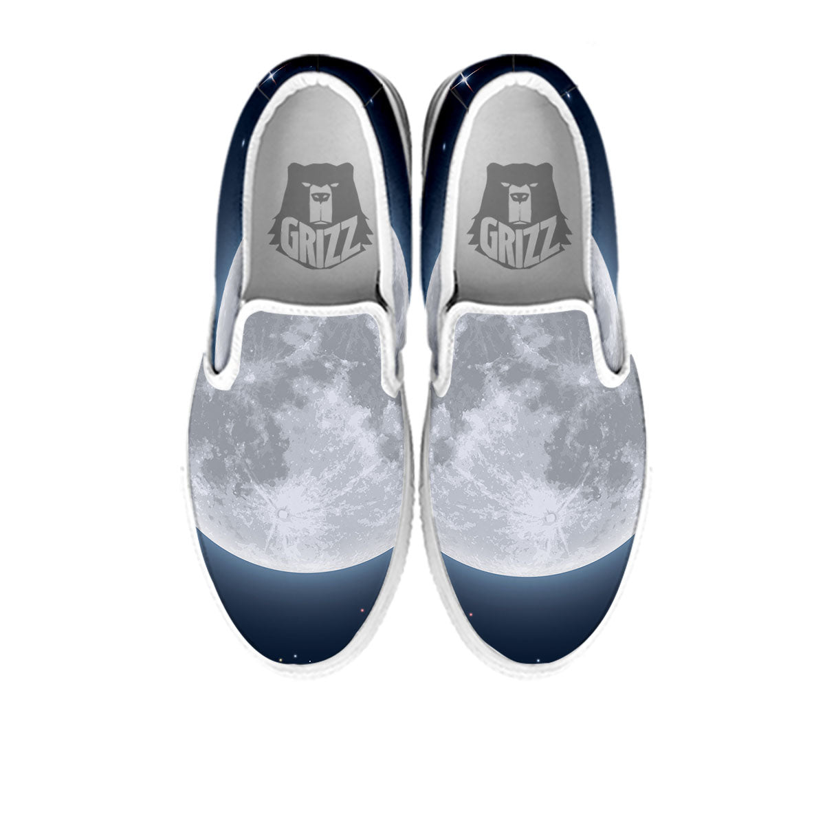 Moonlight And Night Sky Print White Slip On Shoes-grizzshop