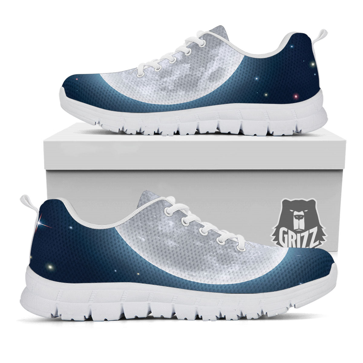 Moonlight And Night Sky Print White Sneaker-grizzshop